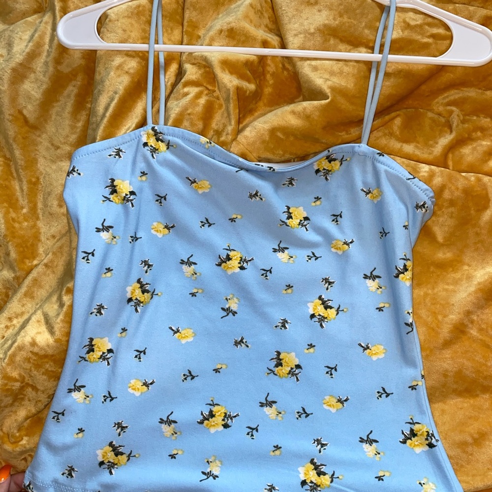 blue floral crop top